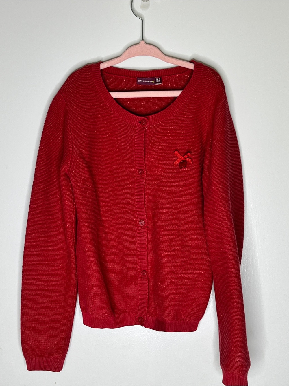 Sergent Major Red Sparkle Cardigan Sweater Girls 10Y Christmas Holiday